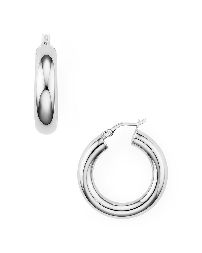 Argento Vivo Tube Hoop Earrings In Sterling Silver, 18k Gold-plated Sterling Silver Or 18k Rose Gold-plated Sterl