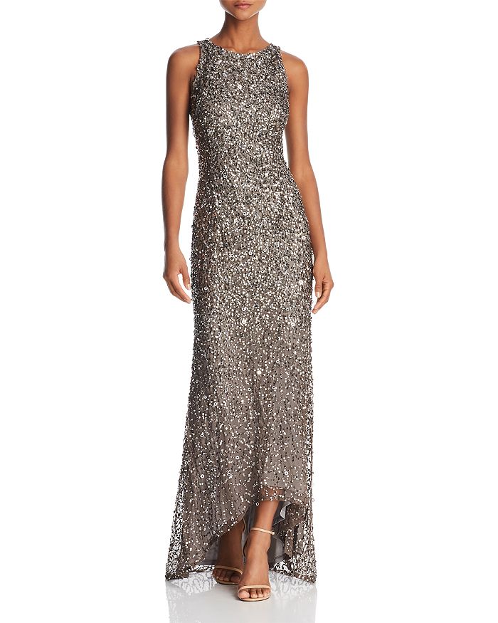 Adrianna Papell Sleeveless Sequin High/Low Gown | Bloomingdale's