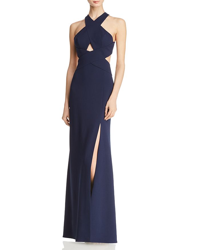 BCBGMAXAZRIA Crossover Cutout Gown - 100% Exclusive | Bloomingdale's