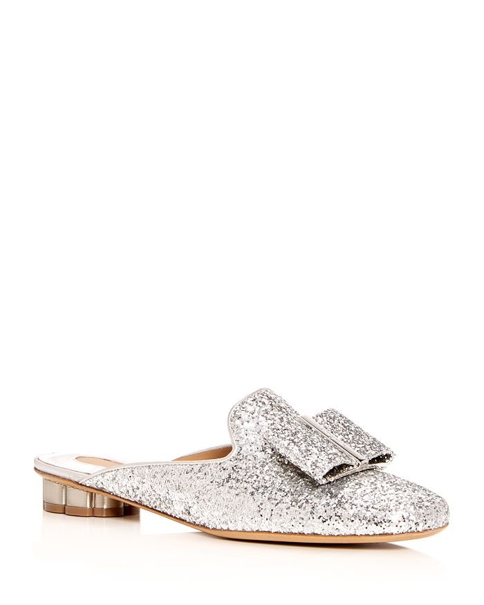 Salvatore Ferragamo Women s Sciacca Glitter Floral Heel Mules