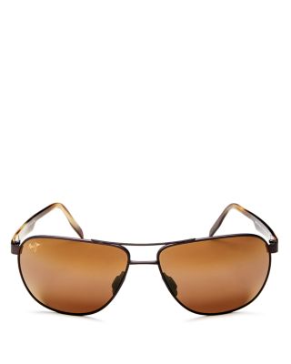 Maui Jim Men's Castles Polarized Brow Bar Aviator Sunglasses, 65mm - Main Image