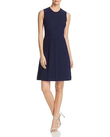 Tory Burch Liam Textured Fit-and-Flare Dress | Bloomingdale's