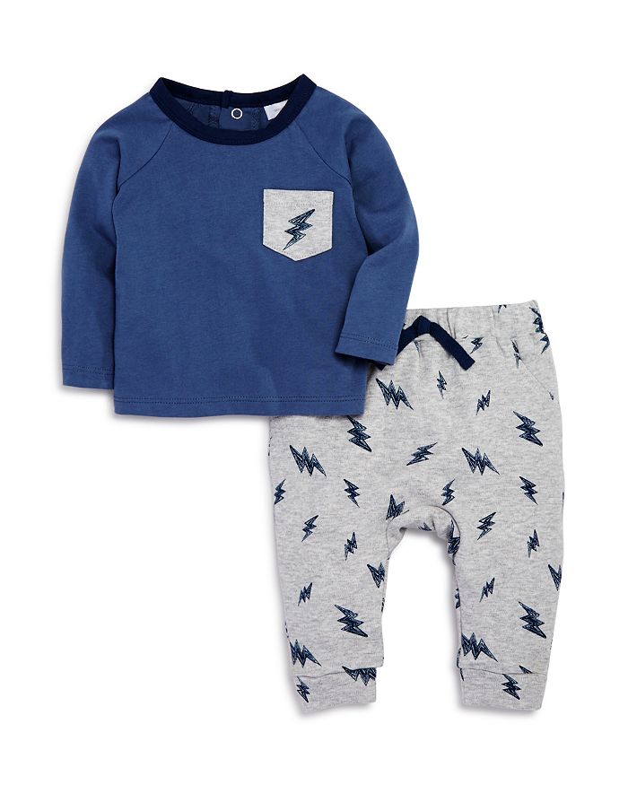Bloomie's Boys' Lightning Print Shirt & Jogger Pants Set Baby - 100% Exclusive In Blue