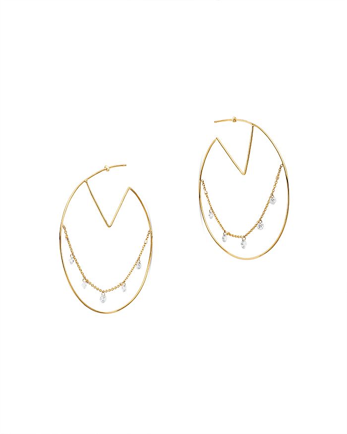 Aerodiamonds 18k Yellow Gold Bohemian Diamond Hoop Earrings In White/gold
