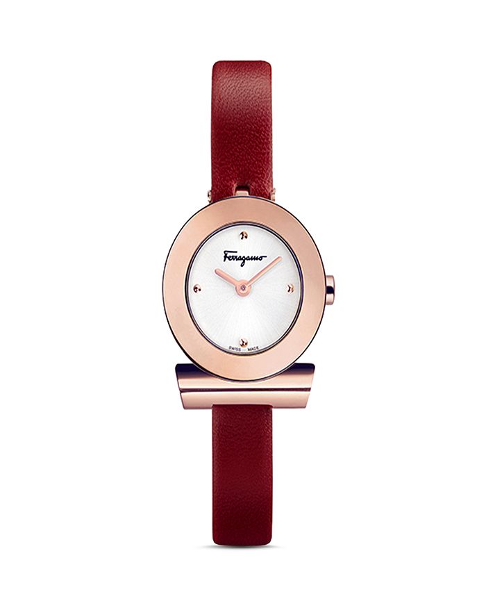 Ferragamo Gancino Bracelet Watch, 22mm In White/red