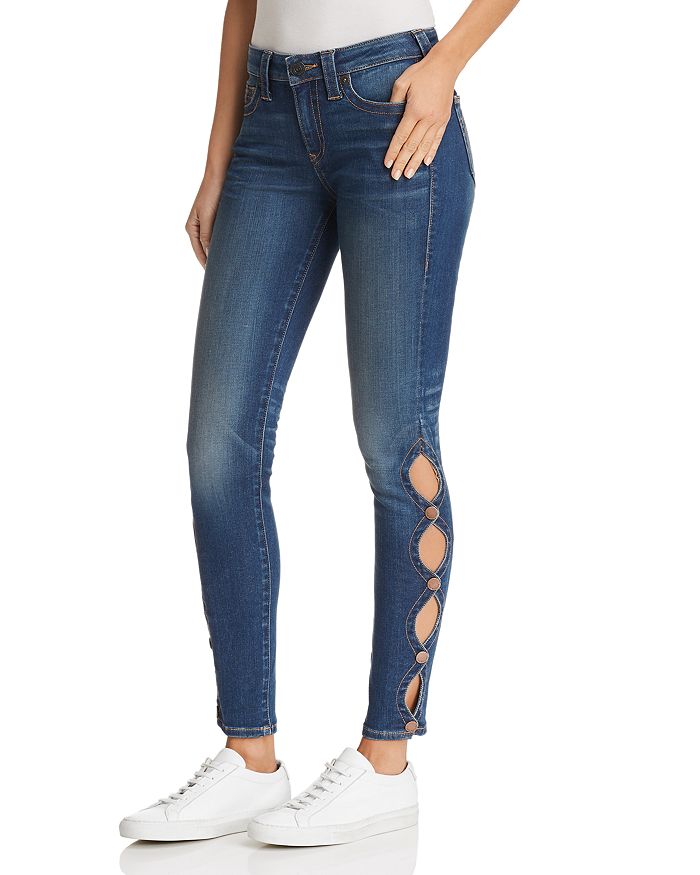 Side on sale snap jeans