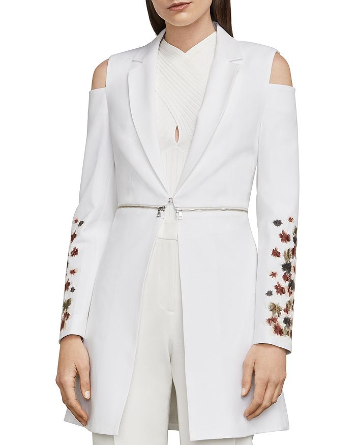 BCBGMAXAZRIA Sandrah Embroidered Cold Shoulder Blazer Bloomingdale s