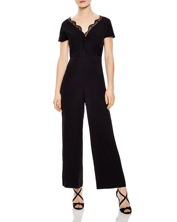 Sandro Edouarde Lace-Trimmed Jumpsuit | Bloomingdale's