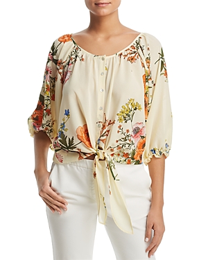 STATUS BY CHENAULT STATUS BY CHENAULT FLORAL-PRINT TIE-WAIST TOP,2453CD398B