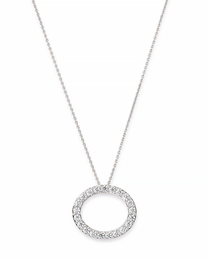 Bloomingdale's Diamond Oval Pendant Necklace In 14k White Gold, 0.33 Ct. T.w. - 100% Exclusive