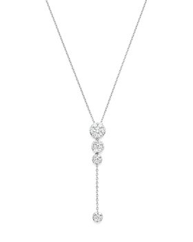 Bloomingdale's - Diamond Cluster Drop Y Necklace in 14K White Gold, 1.0 ct. t.w. - 100% Exclusive