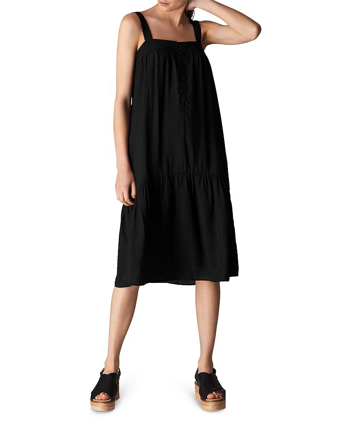 Whistles Florencia Shirred Sundress In Black