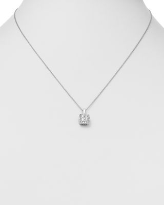 Diamond Cluster Pendant Necklace in 14K White Gold, 0.50 tcw&nbsp;