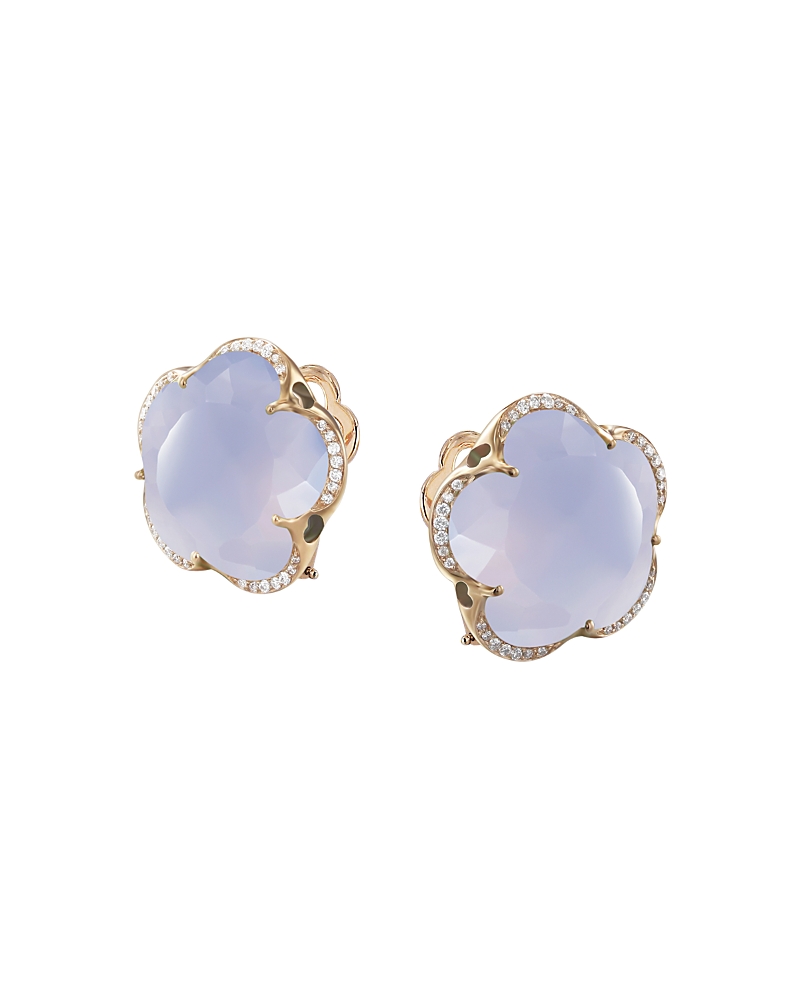 Pasquale Bruni 18K Rose Gold Bon Ton Blue Chalcedony & Diamond Floral Earrings