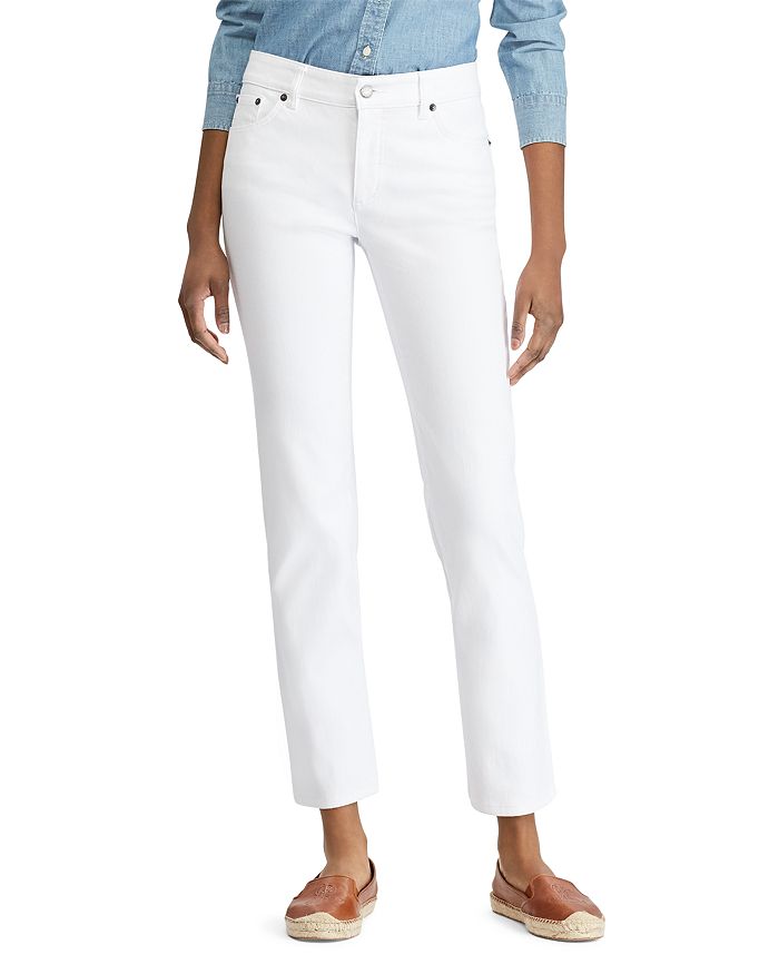temperatuur Uitdrukkelijk geld Ralph Lauren High Rise Slim Straight Leg Jeans in White | Bloomingdale's