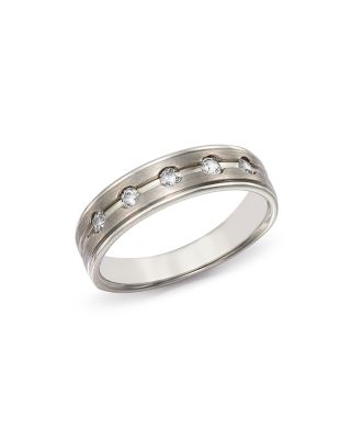 Bloomingdale's Fine Collection Men's Diamond Five-Stone Band in Brushed 14K White Gold, 0.20 ct. t. w. - Exclusive