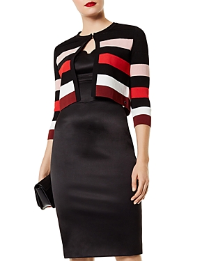 KAREN MILLEN STRIPED CROPPED CARDIGAN,KC110
