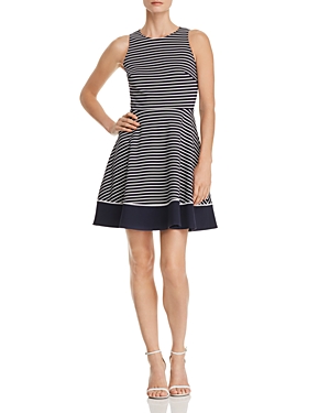 KATE SPADE KATE SPADE NEW YORK STRIPED PONTE FIT-AND-FLARE DRESS,NJMU8912