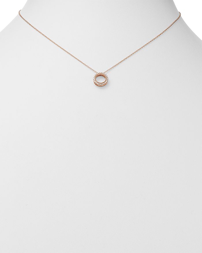 Shop Bloomingdale's Diamond Open Circle Pendant Necklace In 14k Rose Gold, 0.10 Ct. T.w. - 100% Exclusive In White/rose