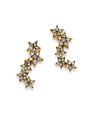 SUEL BLACKENED 18K YELLOW GOLD TWINKLE STAR DIAMOND EARRINGS,ST15SE0308