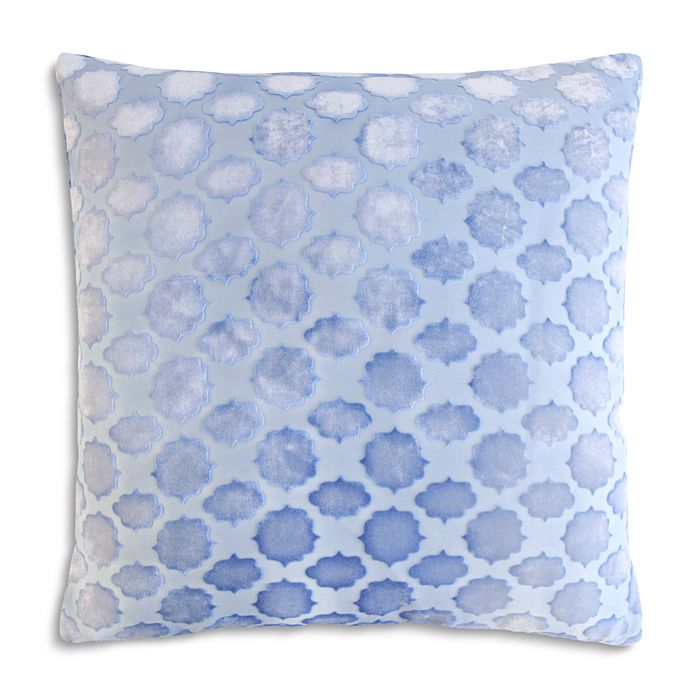 Kevin O'brien Studio Mod Fretwork Velvet Decorative Pillow, 20 X 20 In Lapis