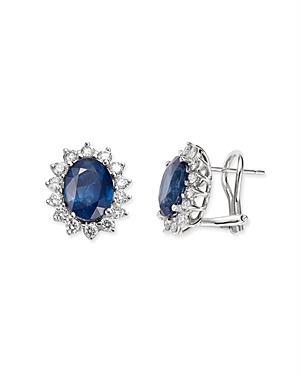 Bloomingdale's Blue Sapphire & Diamond Stud Earrings in 14K White Gold - 100% Exclusive