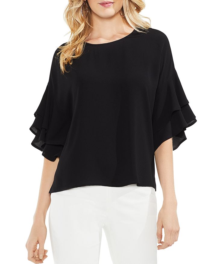 VINCE CAMUTO TIERED RUFFLE-SLEEVE TOP,9199146