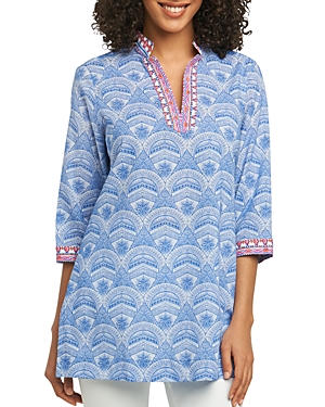 FOXCROFT ANGELICA WRINKLE-FREE PRINTED TUNIC,182816