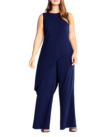 Adrianna Papell Plus Asymmetric Overlay Jumpsuit | Bloomingdale's