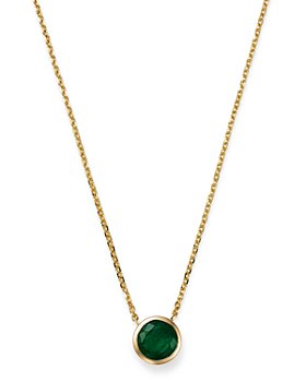Bloomingdale's - Emerald Bezel Pendant Necklace in 14K Yellow Gold, 16" - 100% Exclusive 
