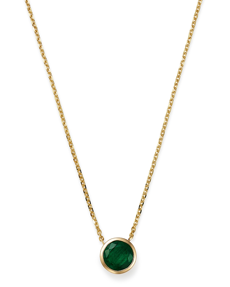 Bloomingdale's Emerald Bezel Pendant Necklace In 14k Yellow Gold, 16 - Exclusive In Green/gold