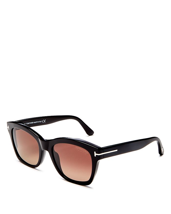 Shop Tom Ford Lauren Polarized Square Sunglasses, 52mm In Shiny Black/brown