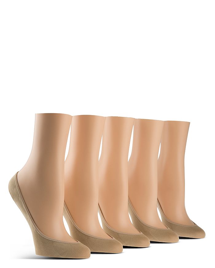 Calvin Klein Microfiber Liner Socks, Set Of 5 In Nude