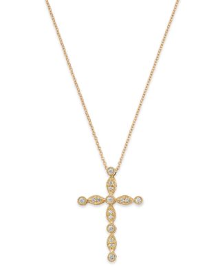 Diamond Cross Pendant Necklace in 14K Yellow Gold, 0.10 ct. t.w.  