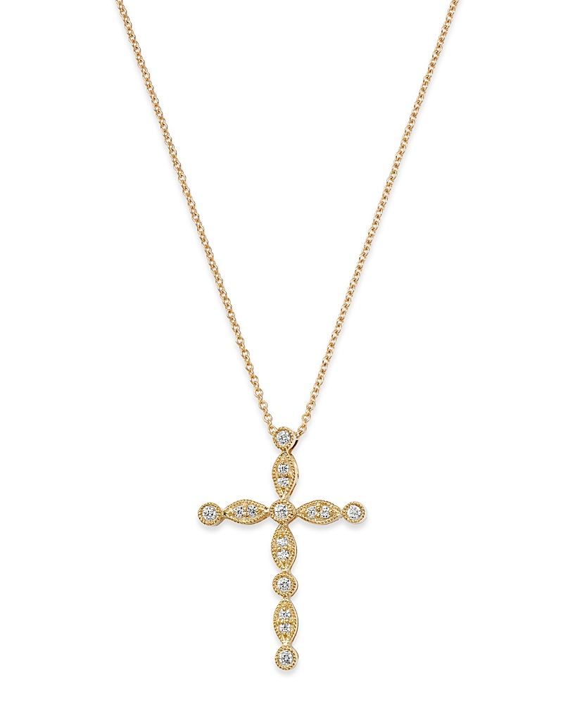 Bloomingdale's Fine Collection Diamond Cross Pendant Necklace in 14K Yellow Gold, 0.10 tcw