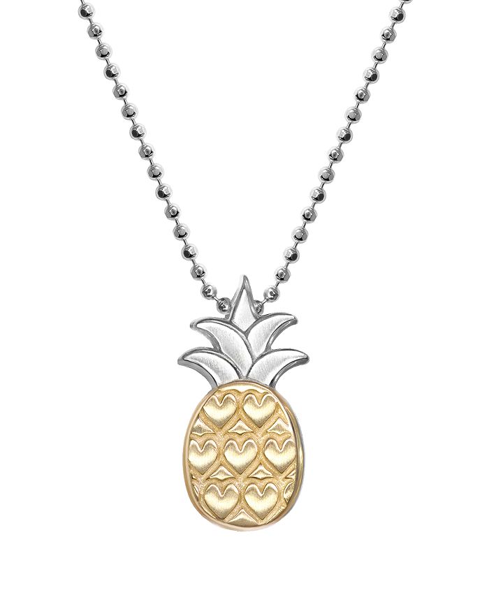 Alex Woo Fusion Vegas Pineapple Necklace, 16 In Silver/gold