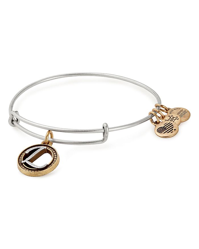 Alex And Ani Initial Two-tone Expandable Bracelet In Silver/l