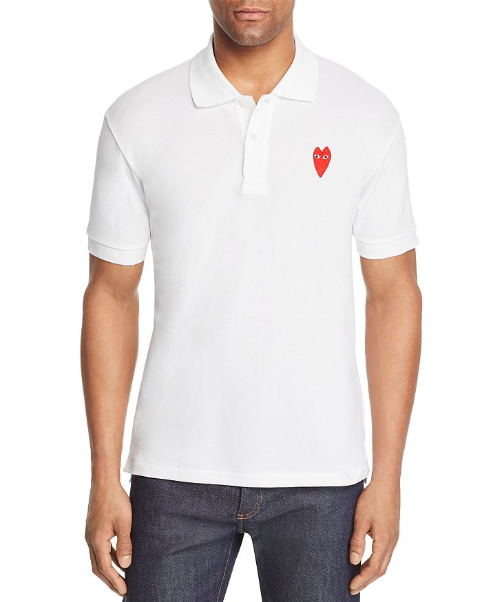 Comme Des Garçons Play Comme Des Garcons Play Little Red Heart Polo In White