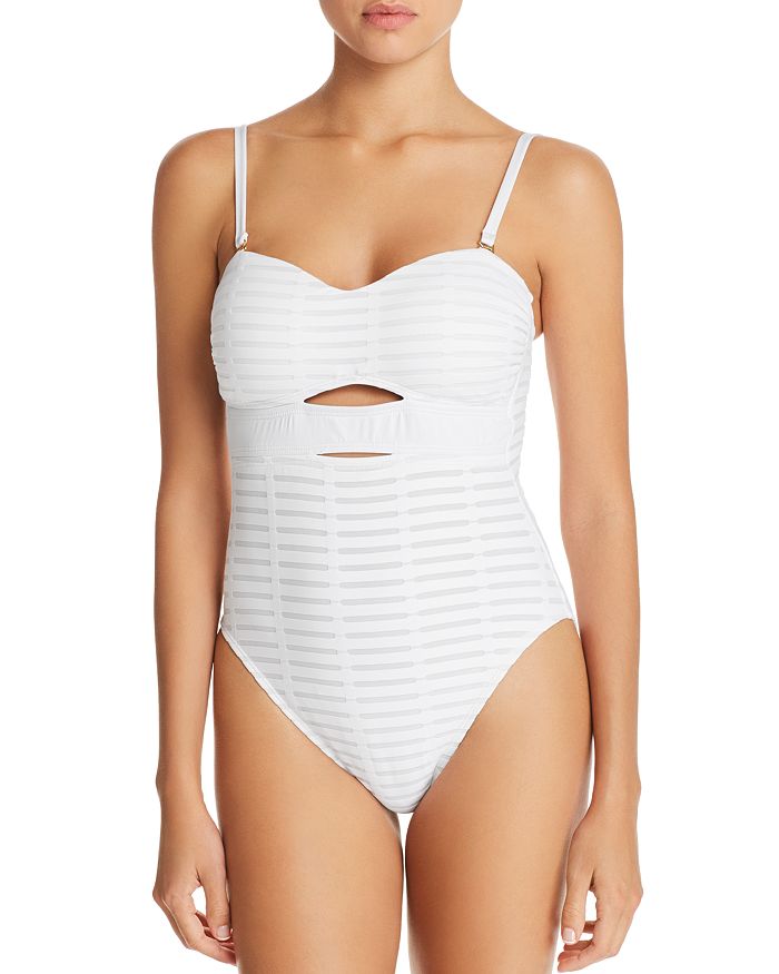 KENNETH COLE OFF THE GRID BANDEAU ONE PIECE SWIMSUIT,KC9DB11