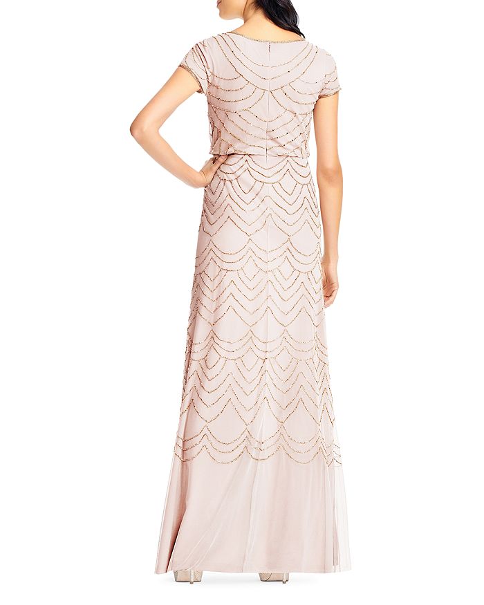 Shop Adrianna Papell Beaded Blouson Gown In Blush/gold