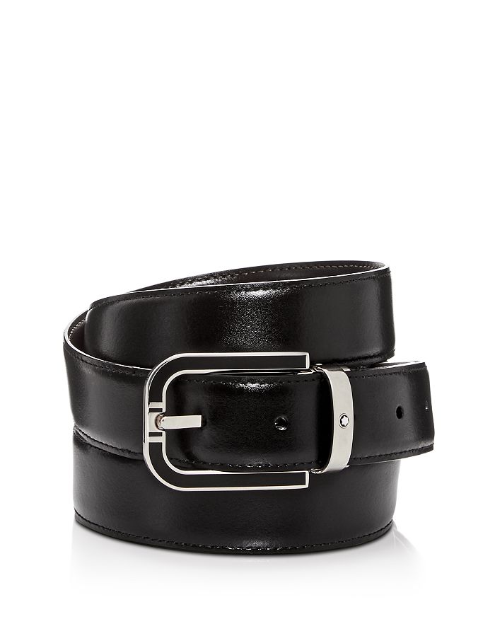 MONTBLANC Men'S Horseshoe-Buckle Reversible Leather Belt Black