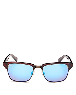 Maui Jim Men's Kawika Polarized Mirrored Square Sunglasses, 54mm In Tortoise And Antique Gold With Blue Hawaii Lens