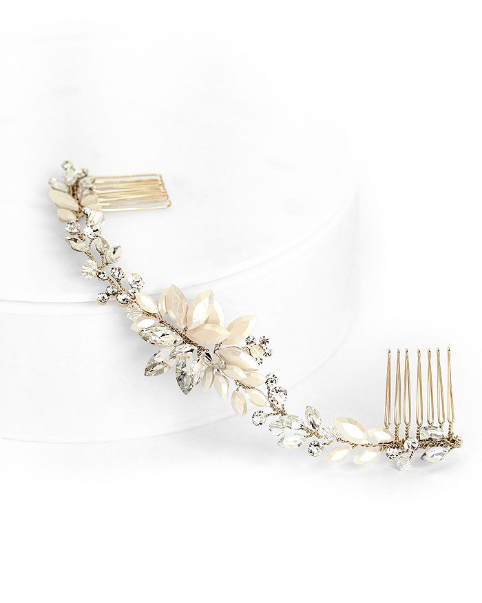 Brides And Hairpins Rhea Crystal Halo Comb In Gold