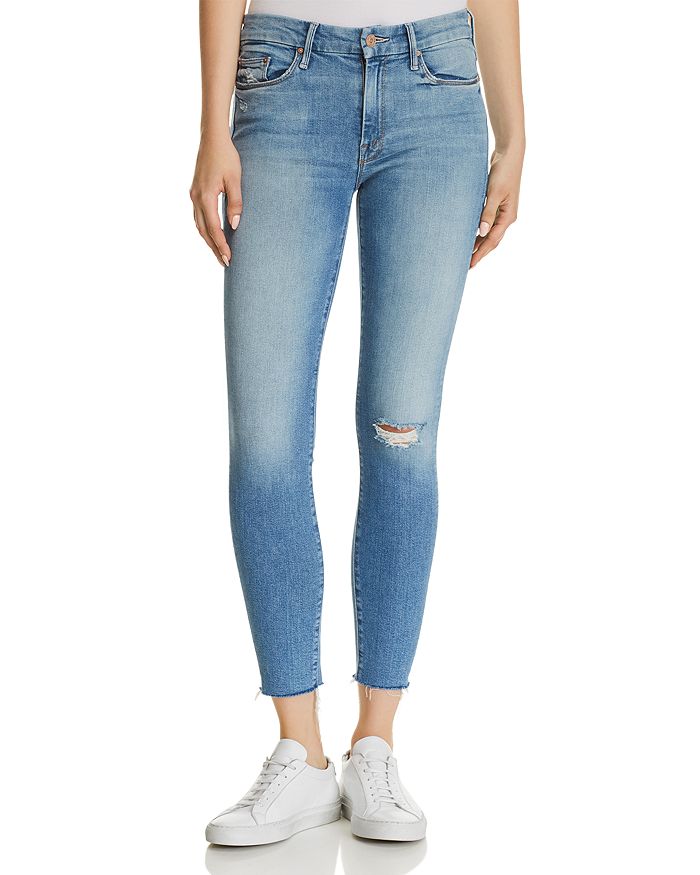 MOTHER Looker Ankle Fray Skinny Jeans in Love Gun | Bloomingdale's