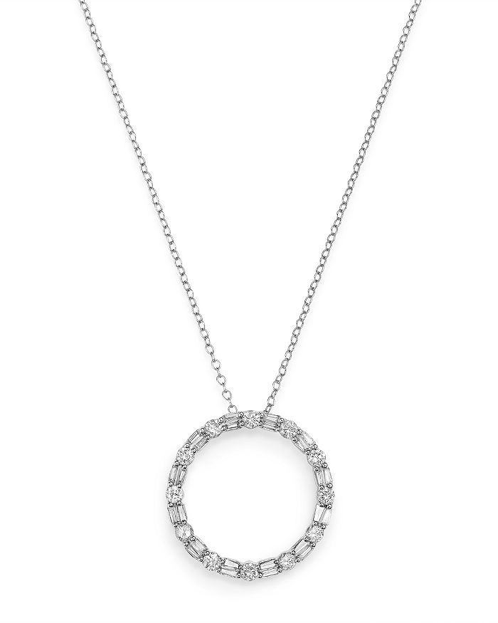 Bloomingdale's Diamond Circle Pendant Necklace in 14K White Gold, 1.0 ...