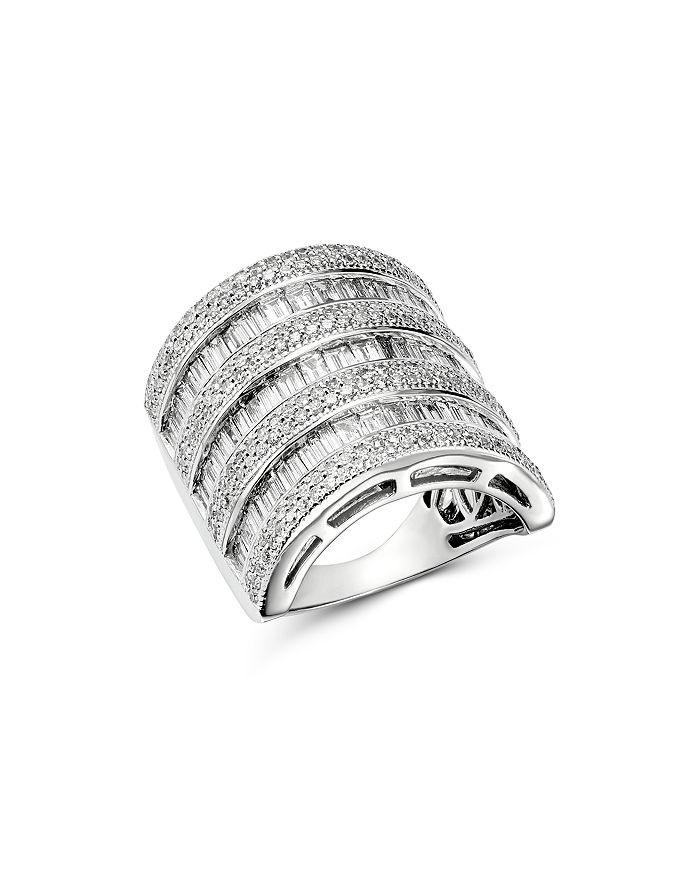 Bloomingdale's Diamond Channel Set Baguette & Micro Pave Statement Ring In 14k White Gold, 3.0 Ct. T.w. - 100% Excl
