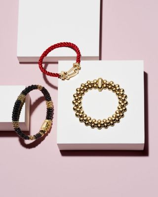 Gold & Black Caviar Collection 18K Gold & Ceramic Beaded Five Station Bracelet