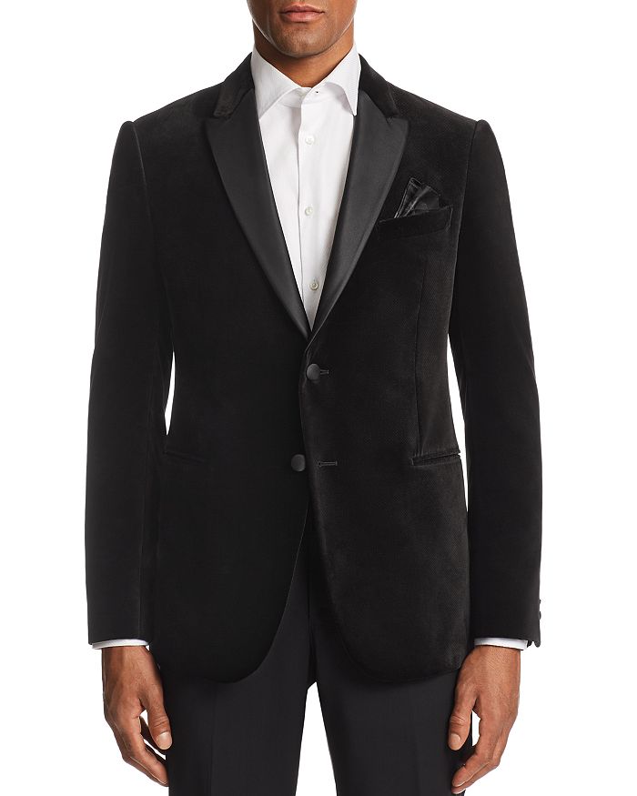 Emporio Armani M-Line Contrast-Collar Velvet Tailored Fit Jacket ...