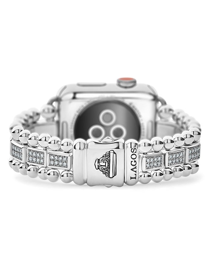 Shop Lagos Smart Caviar Diamond Apple Watch Bracelet, 38-44mm In White/silver