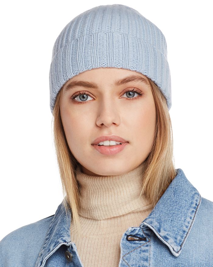 C By Bloomingdale's Chunky Rib-knit Cashmere Beanie - 100% Exclusive In Blue Mist